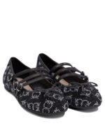 "Pinko" ballerines femme noires en cuir et tissu - Image 2