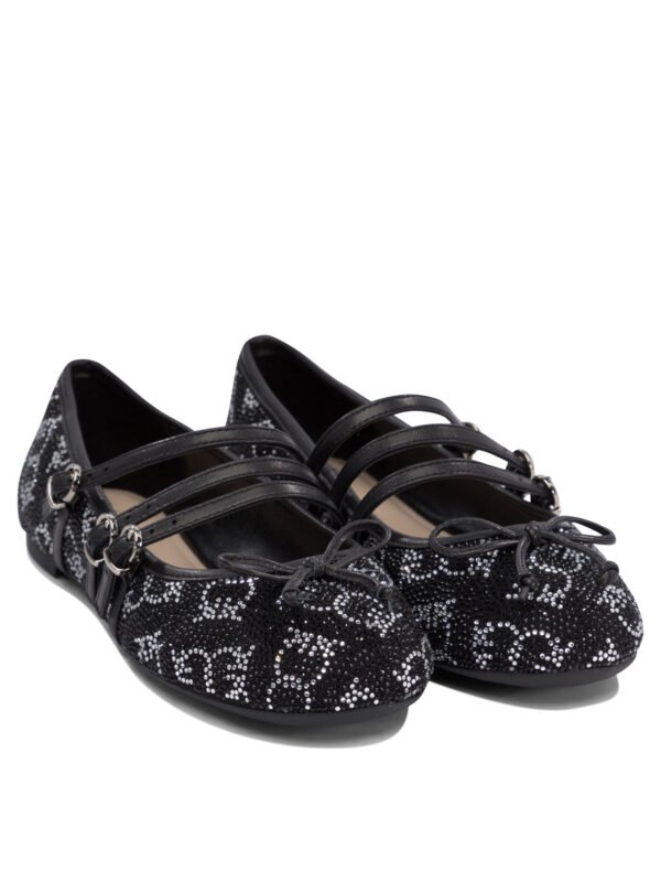 "Pinko" ballerines femme noires en cuir et tissu - Image 2