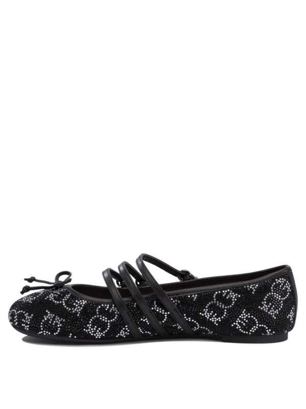 "Pinko" ballerines femme noires en cuir et tissu - Image 3
