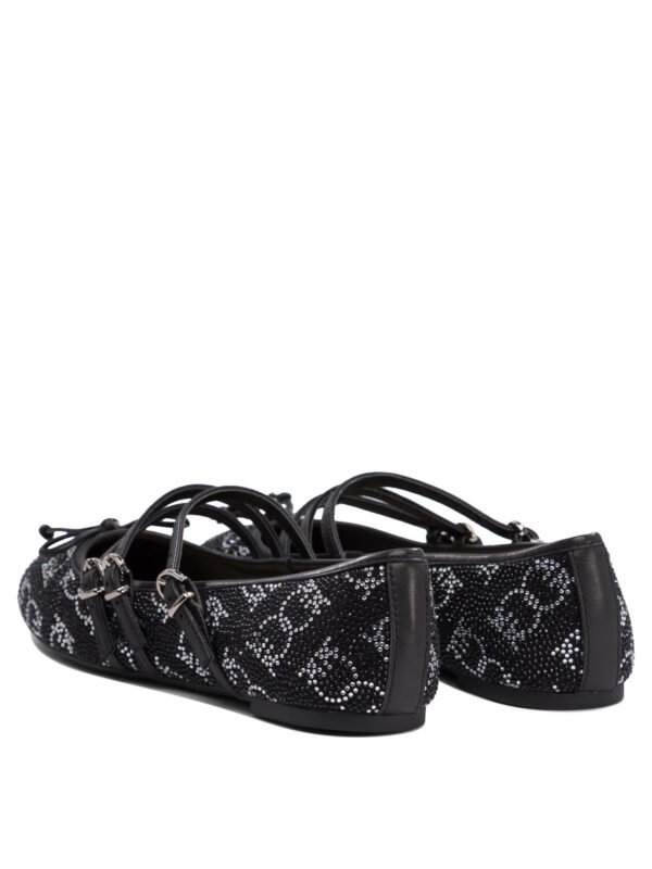 "Pinko" ballerines femme noires en cuir et tissu - Image 4