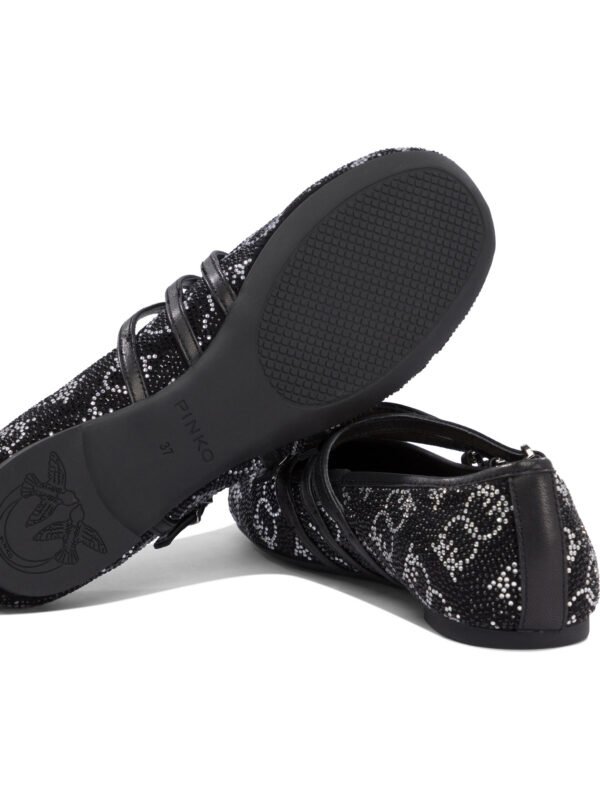 "Pinko" ballerines femme noires en cuir et tissu - Image 5