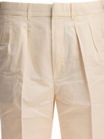 "Tom Ford" pantalon homme beige en popeline de coton et soie à pinces – Image 3