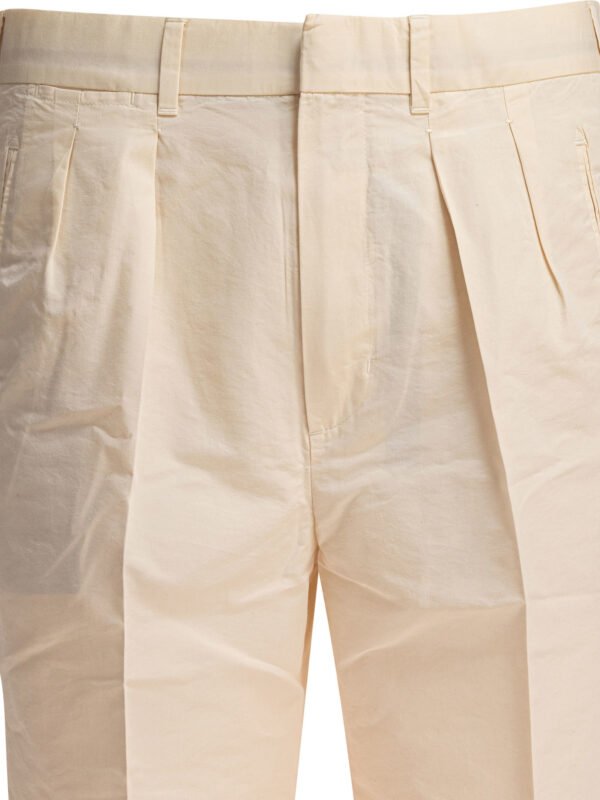 "Tom Ford" pantalon homme beige en popeline de coton et soie à pinces – Image 3