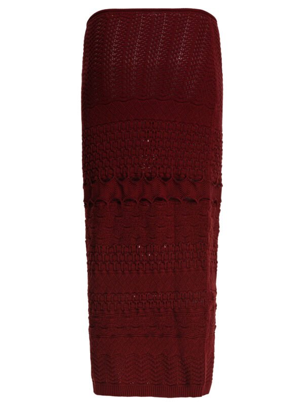 "Elie Saab" jupe femme bordeaux en maille à découpes – Image 2