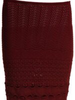 "Elie Saab" jupe femme bordeaux en maille à découpes – Image 3