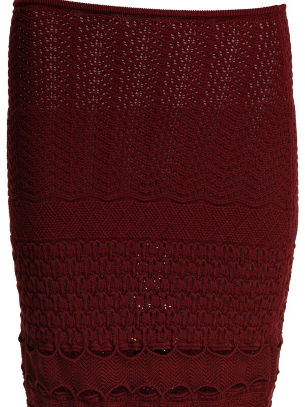 "Elie Saab" jupe femme bordeaux en maille à découpes – Image 3