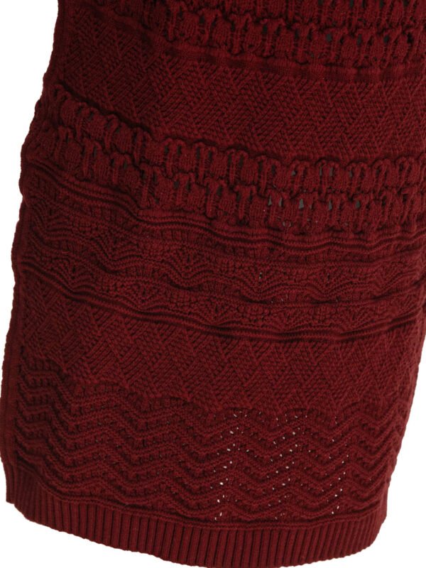 "Elie Saab" jupe femme bordeaux en maille à découpes – Image 4