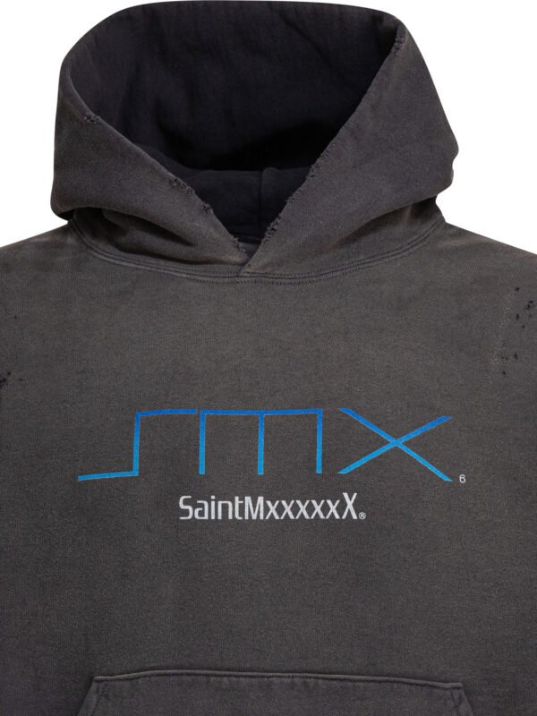 "©SAINT M××××××" hoodie noir en coton pour homme – Image 3