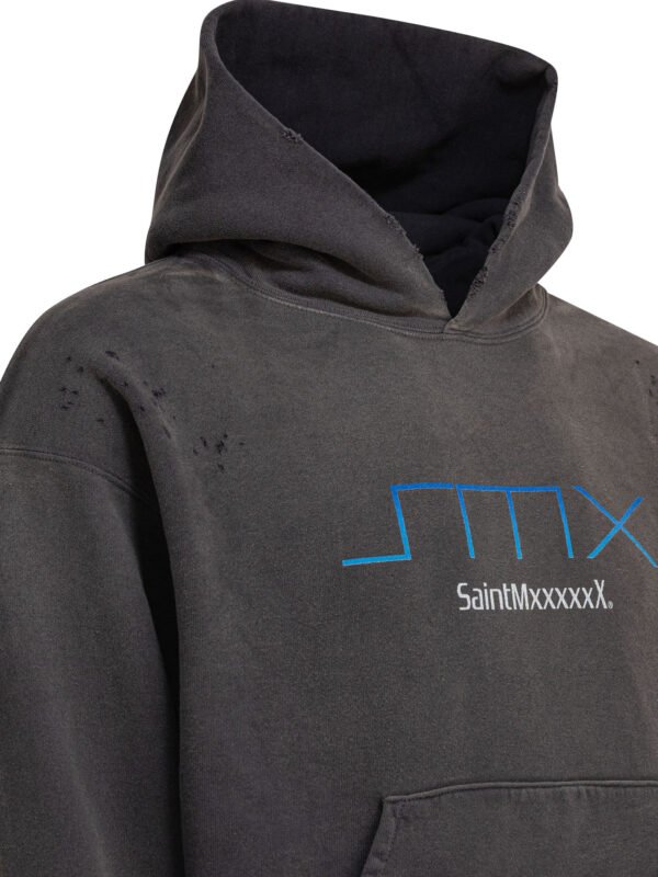 "©SAINT M××××××" hoodie noir en coton pour homme – Image 4