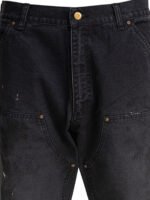 "©SAINT M××××××" pantalon homme noir en coton Oversize – Image 3