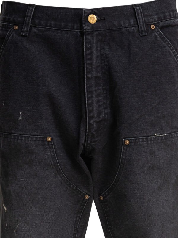 "©SAINT M××××××" pantalon homme noir en coton Oversize – Image 3