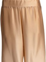 "Sleep No More" pantalon femme blanc et beige en soie – Image 3