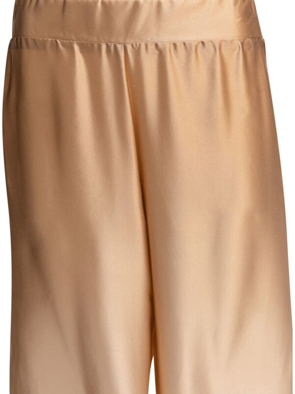 "Sleep No More" pantalon femme blanc et beige en soie – Image 3