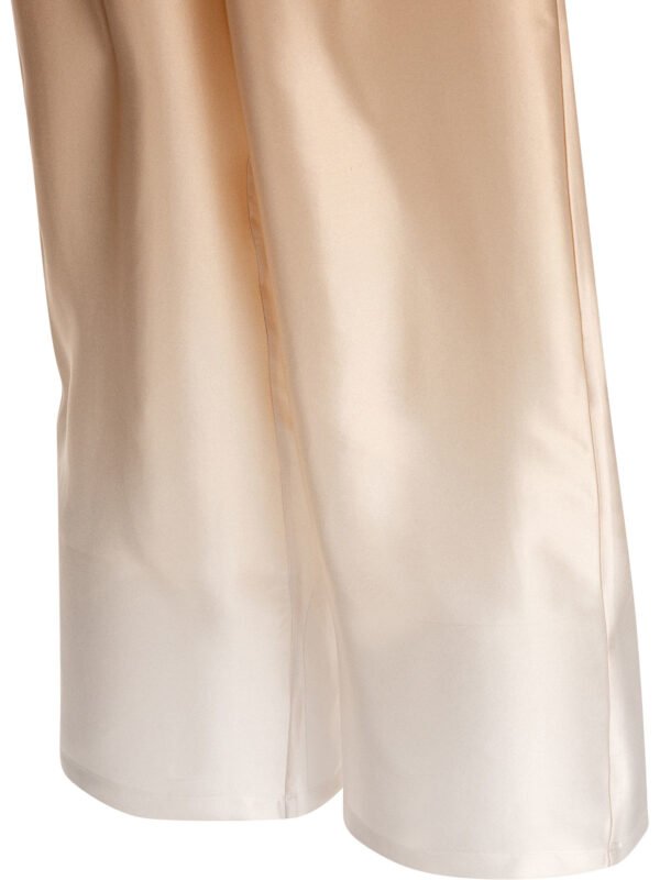 "Sleep No More" pantalon femme blanc et beige en soie – Image 4