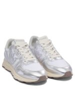"Pinko" sneakers femme argentées en cuir et mesh – Image 2