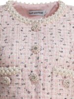 "Self-Portrait" tailleur court rose en polyester métallisé pour femme – Image 3