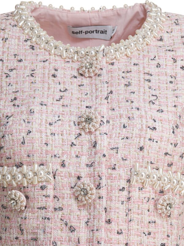 "Self-Portrait" tailleur court rose en polyester métallisé pour femme – Image 3