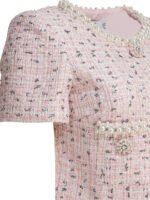 "Self-Portrait" tailleur court rose en polyester métallisé pour femme – Image 4