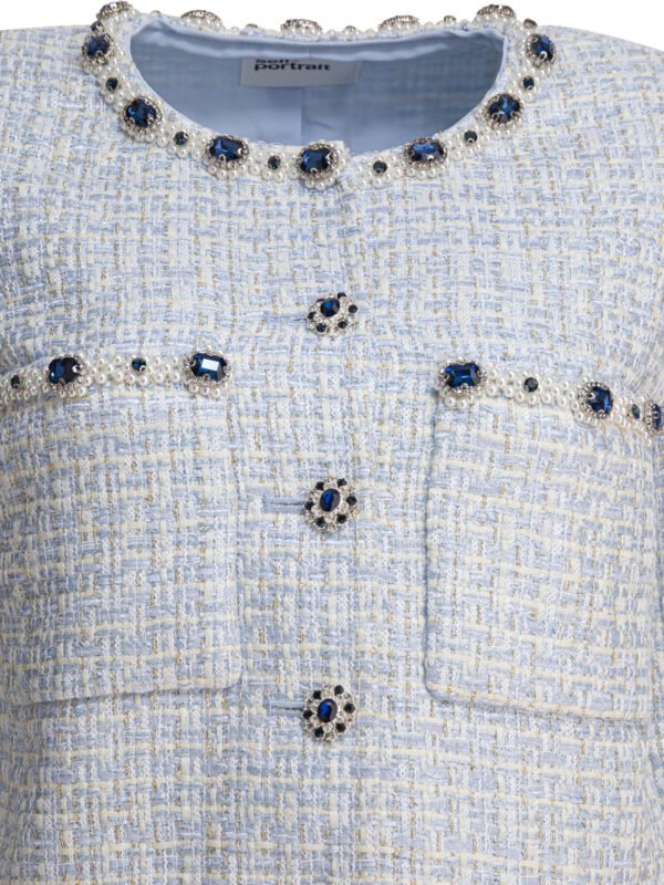 "Self-Portrait" tailleur bleu clair en polyester métallisé pour femme – Image 3
