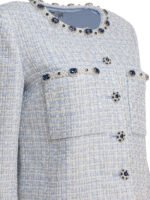 "Self-Portrait" tailleur bleu clair en polyester métallisé pour femme – Image 4