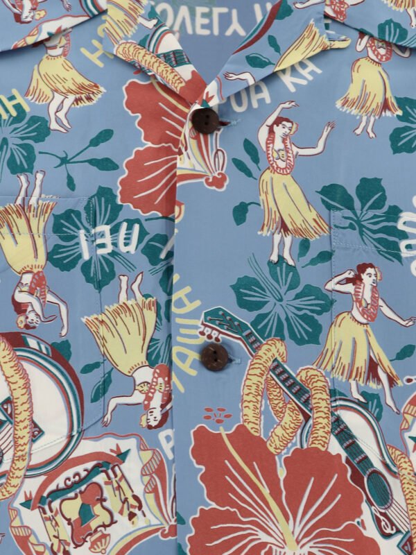 "Sun Surf" chemise Lovely Hula Hands bleu clair en rayonne coupe décontractée à manches longues pour homme – Image 3