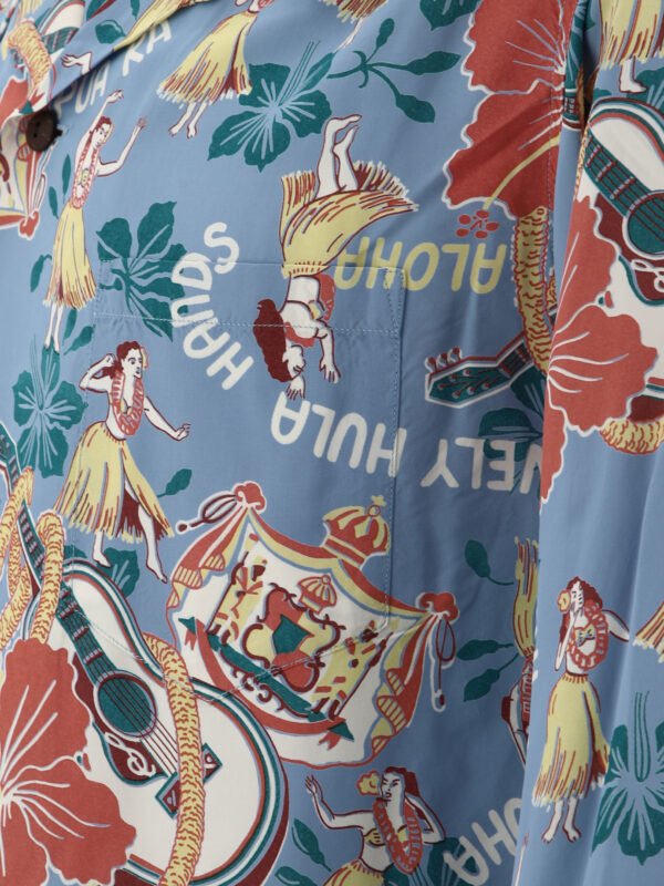 "Sun Surf" chemise Lovely Hula Hands bleu clair en rayonne coupe décontractée à manches longues pour homme – Image 4