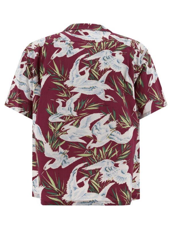 "Sun Surf" chemise White Egret bordeaux en rayonne coupe décontractée à manches courtes pour homme – Image 2