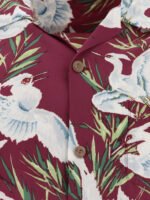 "Sun Surf" chemise White Egret bordeaux en rayonne coupe décontractée à manches courtes pour homme – Image 3