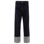 "Sandbeige" Jean femme bleu en coton coupe droite