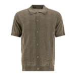 "NN.07" chemise homme verte en laine col classique manches courtes