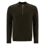 "NN.07" Polo zippé homme vert en laine coupe regular