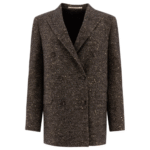 "Tagliatore" Manteau blazer femme noir en laine coupe regular
