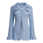 "Self-Portrait" Top femme bleu en viscose coupe standard