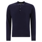 "John Smedley" Polo homme bleu en laine coupe regular