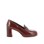 "Del Carlo" Mocassins à talons femme bordeaux en cuir