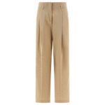 "Golden Goose" Pantalon femme beige en laine vierge coupe ample taille haute