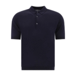 "John Smedley" polo homme bleu en coton coupe regular