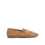 "Casadei" mocassins femme beiges en cuir et coton