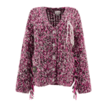 "Ganni" cardigan femme violet en laine tricoté main coupe oversize