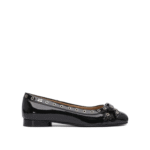 "Ganni" ballerines femme noires à nœud ajouré en coton recyclé et polyuréthane
