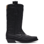 "Ganni" bottes western femme noires brodées en polyuréthane
