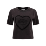 "Ganni" t-shirt femme noir en coton avec logo