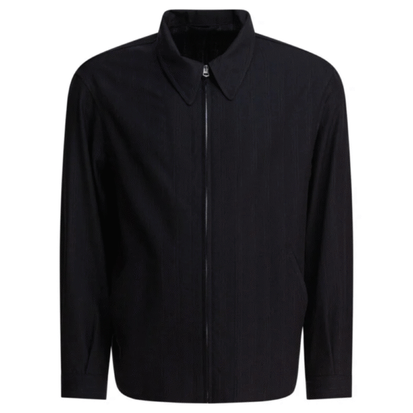 "Kaptain Sunshine" veste homme noire en laine et soie coupe regular – Image 1