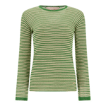"Valentino" T-shirt vert à rayures en soie manches longues