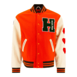 "Human Made" Veste varsity bomber homme orange en laine