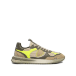 "Philippe Model Paris" sneakers homme vertes et marron en tissu et cuir