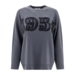 "Max Mara" pull femme gris col rond 1951 en viscose