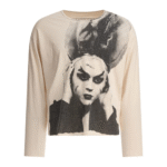 "RRR123" t-shirt blanc en coton à manches longues pour homme