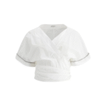 "Brunello Cucinelli" top blanc en coton pour femme
