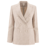 "Max Mara" blazer croisé femme beige en lin coupe regular